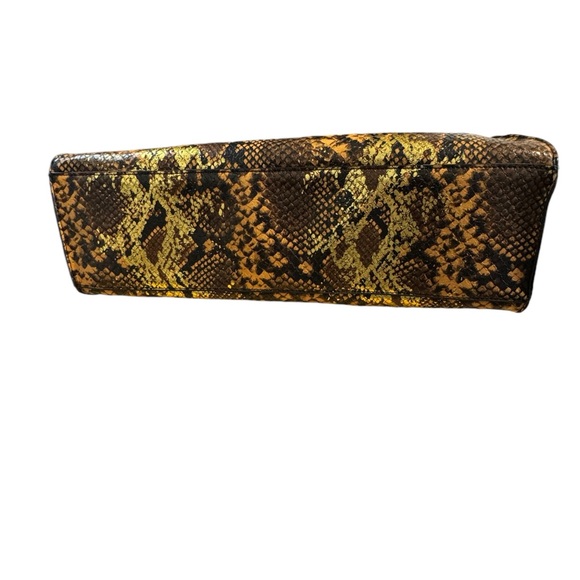 Faux Leather Tote Bag Snakeskin Print with Gold Metallic Accent Print - Picture 9 of 9